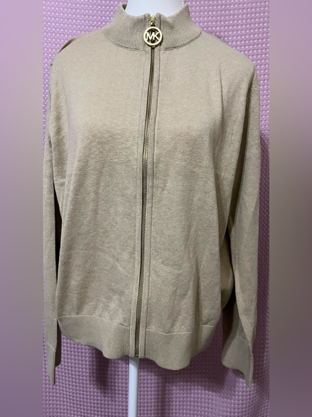 Michael Kors Tan Zip-Front Bomber Jacket
